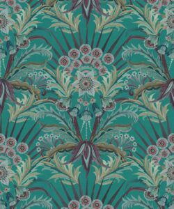 Morning Flowers Wallpaper - Colorway: Rainforest - Swatch