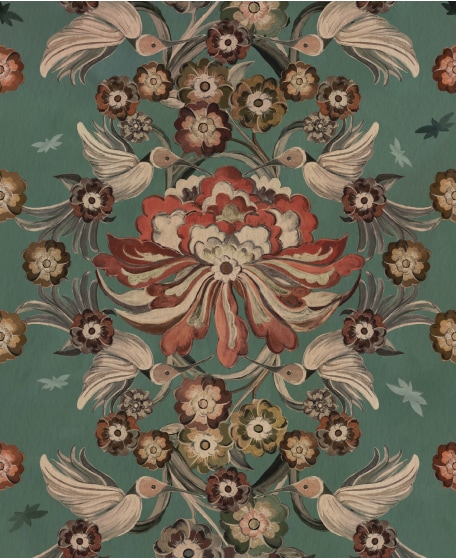 Hummingbird Garden - House of Heras - Gardens of Andalucia - Lookbook - Swatch - Colorway: Teal