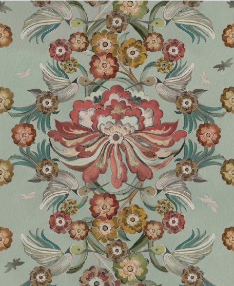 Hummingbird Garden - House of Heras - Gardens of Andalucia - Lookbook - Swatch - Colorway: Ice Blue