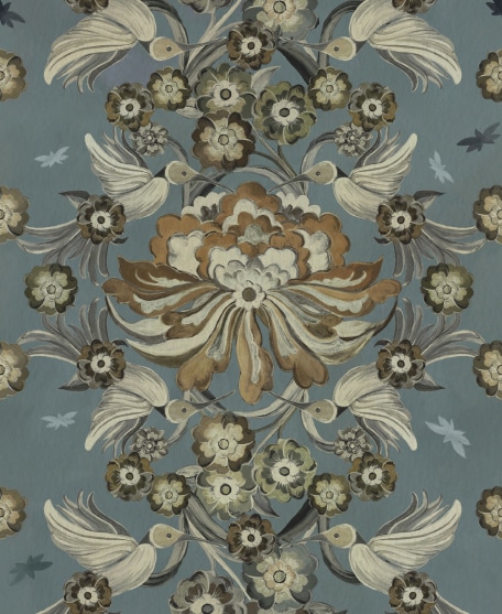Hummingbird Garden - House of Heras - Gardens of Andalucia - Lookbook - Swatch - Colorway: Denim