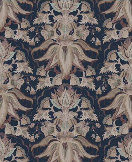 Sunset Lillies - House of Heras - Gardens of Andalucia - Lookbook - Swatch - Colorway: Navy