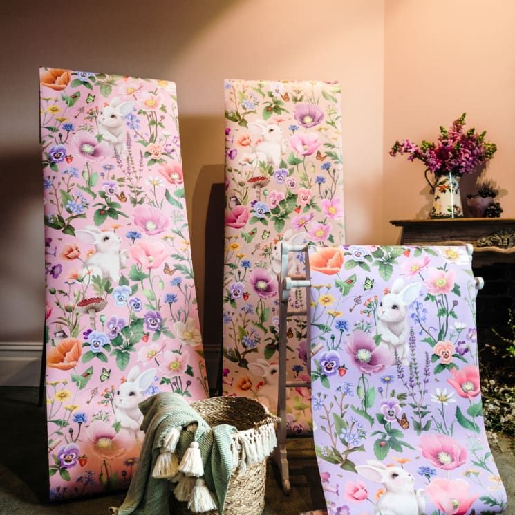 Enchanted Gardens Collection - Gallery - Lookbook - Garden of Bunnies Wallpaper - Rolls Image