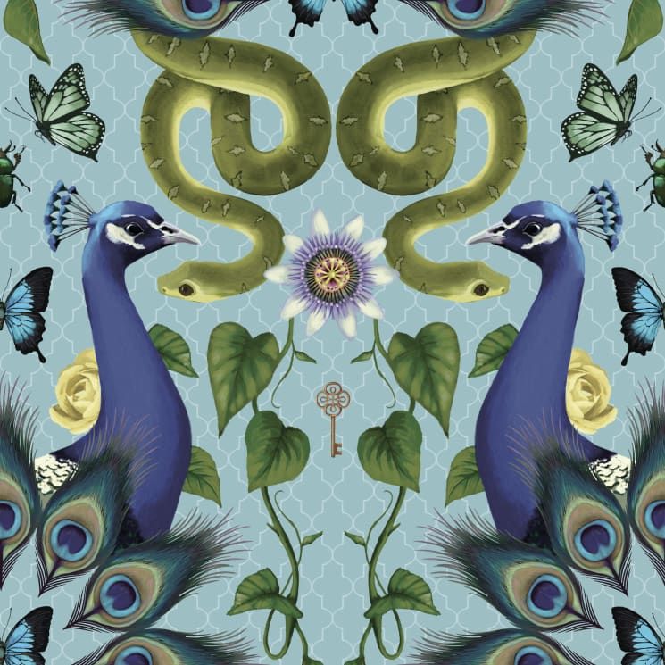 Enchanted Gardens Collection - Gallery - Lookbook - Garden of Elysium Wallpaper - Colorway: Crystal Blue - Swatch