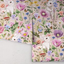Garden of Bunnies Wallpaper - Fleur Harris - Enchanted Gardens Collection - Colorway: Autumn Taupe - Roll