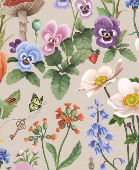 Garden of Dreams Wallpaper - Enchanted Gardens Collection by Fleur Harris - Lookbook - Colourway: Clay