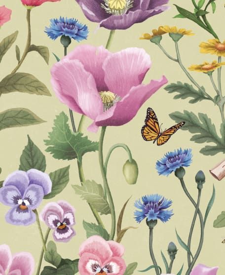 Garden of Dreams Wallpaper - Enchanted Gardens Collection by Fleur Harris - Lookbook - Colourway: Summer Green