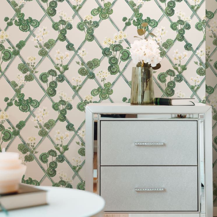 Primrose Garden Wallpaper - Maine House Interiors - Lookbook Gallery - Colourway: Green - Insitu