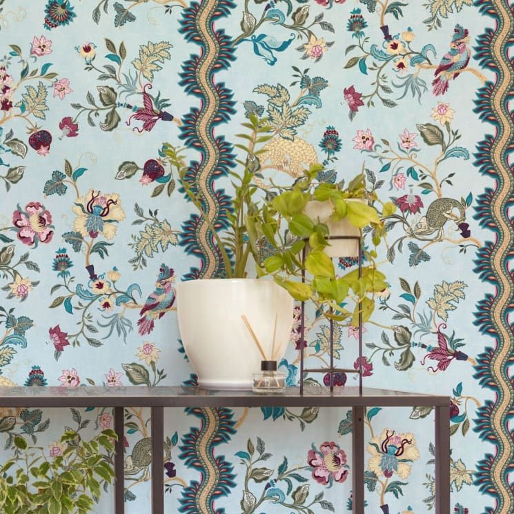 Fantasia Wilds Wallpaper - Iryna Ruggeri - Lookbook Gallery -Colorway: Sky - Insitu