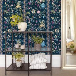 Fantasia Wilds Wallpaper - Wallpaper Republic - by Iryna Ruggeri - Nature’s Tapestry Collection - Colorway: Navy - Insitu