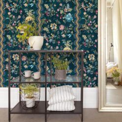 Fantasia Wilds Wallpaper - Wallpaper Republic - by Iryna Ruggeri - Nature’s Tapestry Collection - Colorway: Teal - Insitu