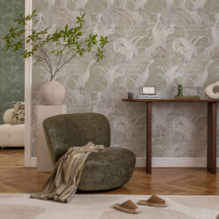 Water Birds Wallpaper - Bethany Linz - My Sydney Collection - Colourway: Beige - Insitu