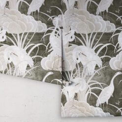 Water Birds Wallpaper - Bethany Linz - My Sydney Collection - Colourway: Charcoal - Roll