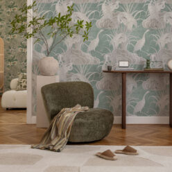 Water Birds Wallpaper - Bethany Linz - My Sydney Collection - Colourway: Duck Egg - Insitu