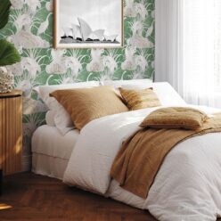 Water Birds Wallpaper - Bethany Linz - My Sydney Collection - Colourway: Emerald - Insitu