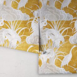 Water Birds Wallpaper - Bethany Linz - My Sydney Collection - Colourway: Gold - Roll