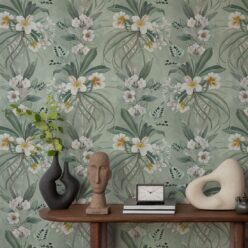 Hibiscus at Double Bay Wallpaper - Bethany Linz - My Sydney Collection - Colourway: Tangerine - Insitu