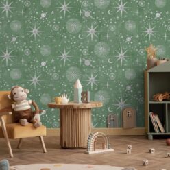 The Milky Way Wallpaper - Bethany Linz - My Sydney Collection - Colourway: Green - Insitu