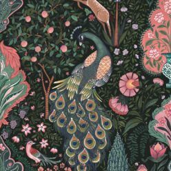 Peacock Garden Wallpaper - Palace Grove Collection - M&K Studio - Swatch - Colorway: Jewel