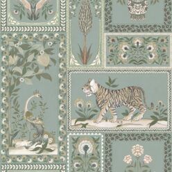 Courtyard Wallpaper - Palace Grove Collection - M&K Studio - Swatch - Colorway: Duck Egg