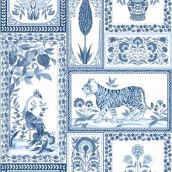 Courtyard Wallpaper - Palace Grove Collection - M&K Studio - Swatch - Colorway: Sapphire