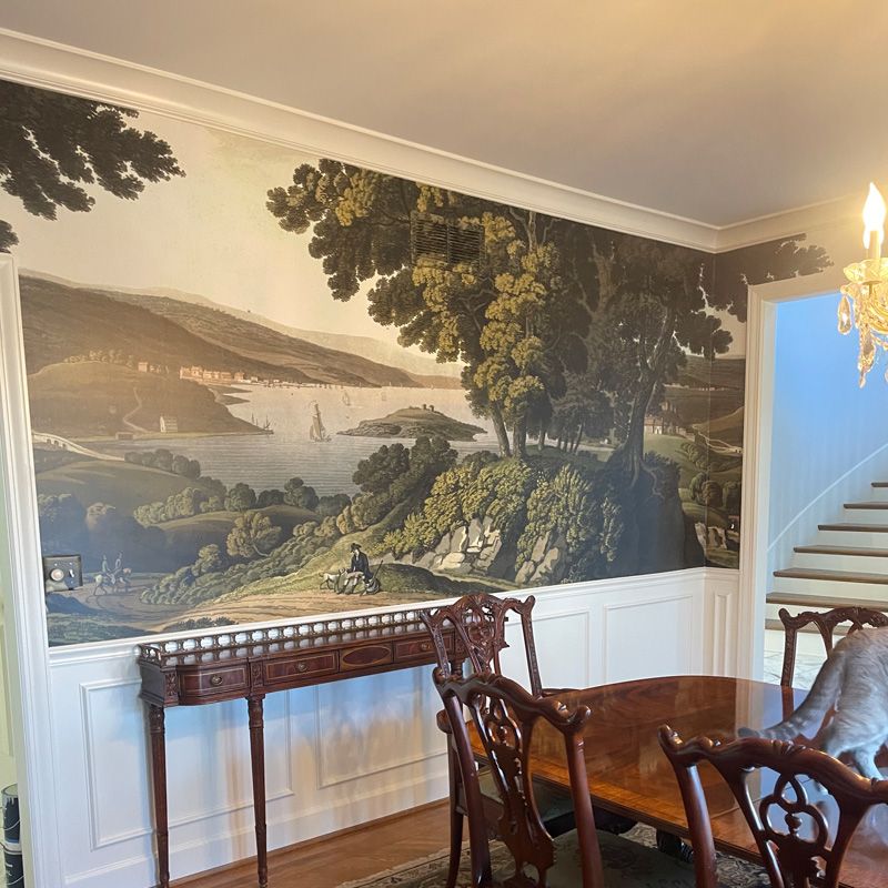 English Landscape Mural Half Wall