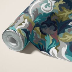 Filigree Type II Vinyl Wallpaper - Colourway: Aqua - Roll - Commercial Wallcoverings