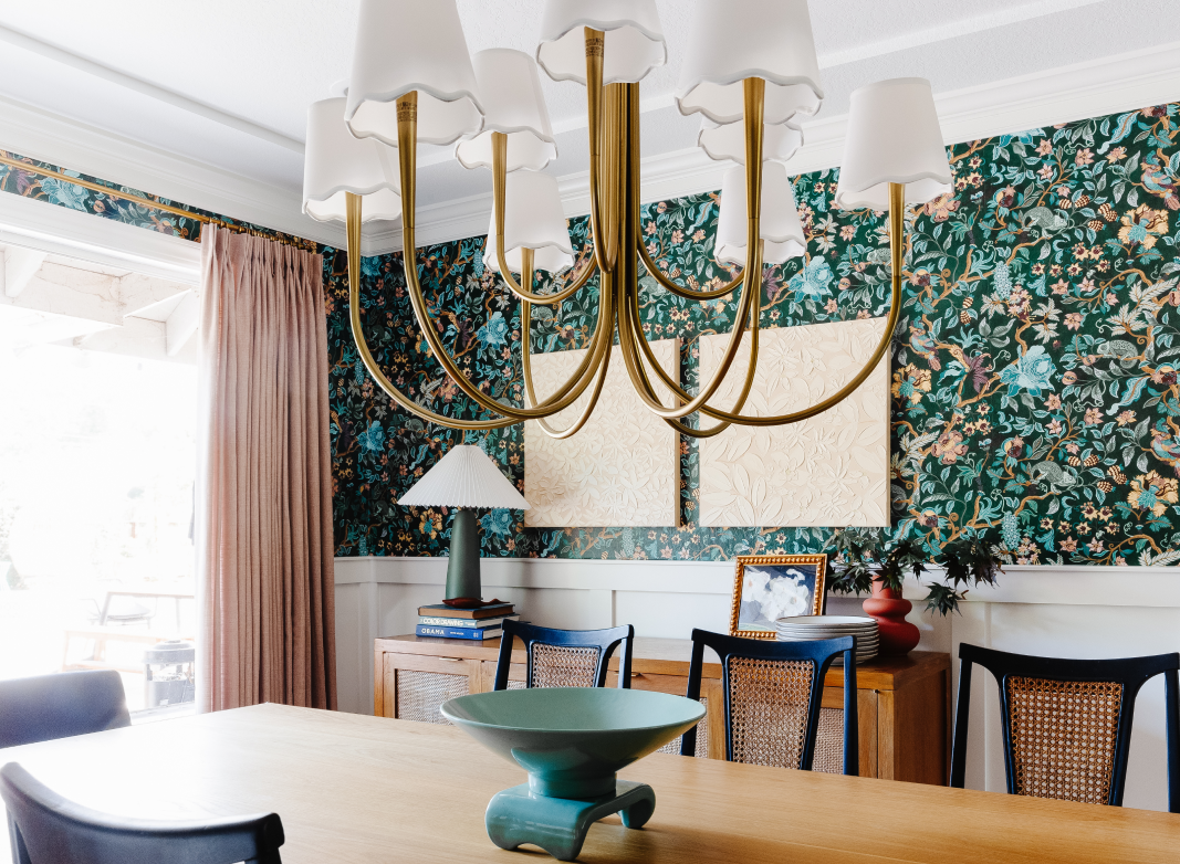 Chameleon Paradise Wallpaper in a bright and colorful dining room