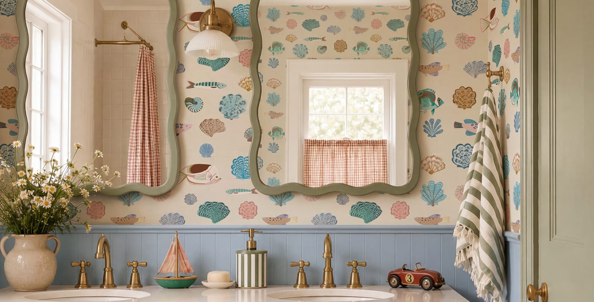 The Curious Club - Bethany Linz Wallpaper Collection - Collection Page - Hero Image - Seaside Treasures Wallpaper Insitu