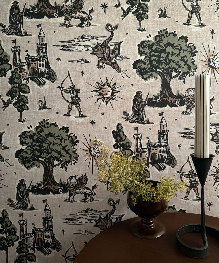 Realm Wallpaper - Colorway: Sage - Fable Collection by M&K Studios - Insitu