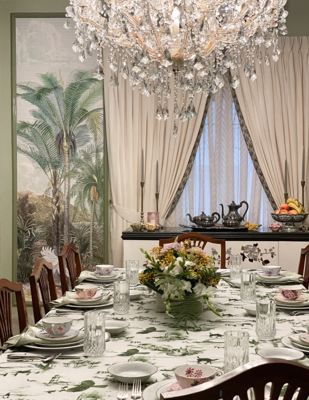South Asian Subcontinent Mural in a paneled dining room