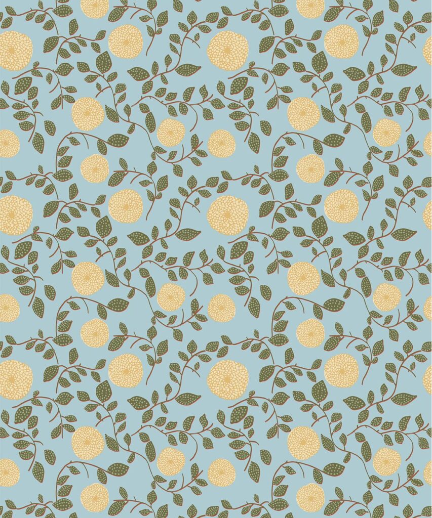 Mary Lennox Wallpaper | Colourway: Blue & Yellow | Anything But Basic Collection | Gray Benko x Milton&King | Swatch