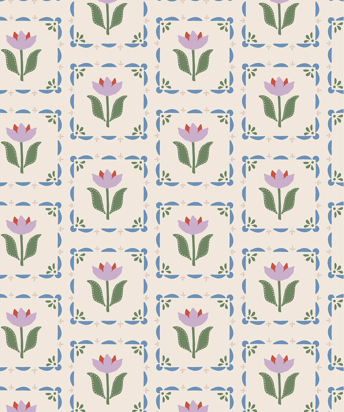 Flora Wallpaper | Colourway: Lavender & Green | Anything But Basic Collection | Gray Benko x Milton&King | Swatch