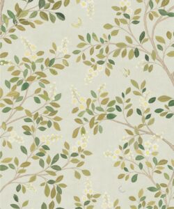 White Blossom Tree Decorative Textile Wallpaper - Colorway: Beige - Woven Light Collection - Decorative Textile Wallcoverings