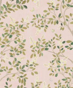 White Blossom Tree Decorative Textile Wallpaper - Colorway: Pink - Woven Light Collection - Decorative Textile Wallcoverings