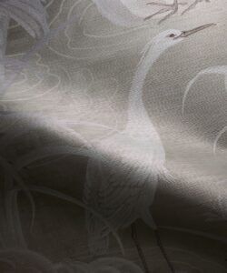 Water Birds Grasscloth Wallpaper - Colorway: Beige - Swatch
