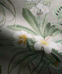 Hibiscus At Double Bay Grasscloth Wallpaper - Colorway: Beige - Swatch