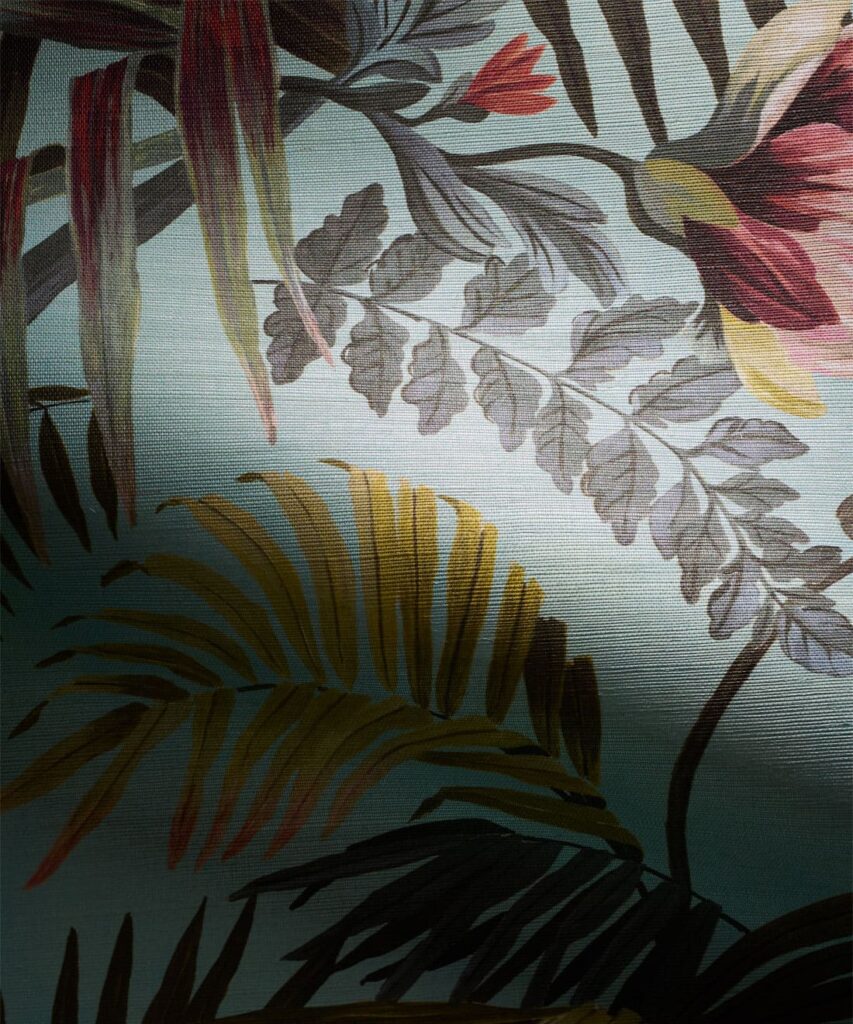 Majestic Palm Grasscloth Wallpaper - Colorway: Mint - Swatch