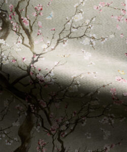 Plum Blossom Grasscloth Wallpaper - Colorway: Silver - Rich Traditions Collection - Swatch