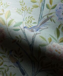 Chinoiserie Grasscloth Wallpaper - Colorway: Aqua - Swatch