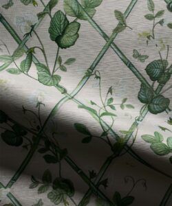 Petite Climbing Sweet Pea Grasscloth Wallpaper - Colorway: Irish Linen - Swatch