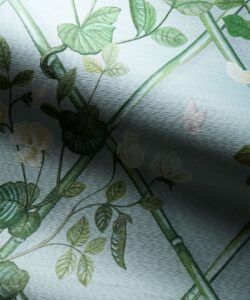Grande Climbing Sweet Pea Grasscloth Wallpaper - Colorway: Light Provence - Swatch