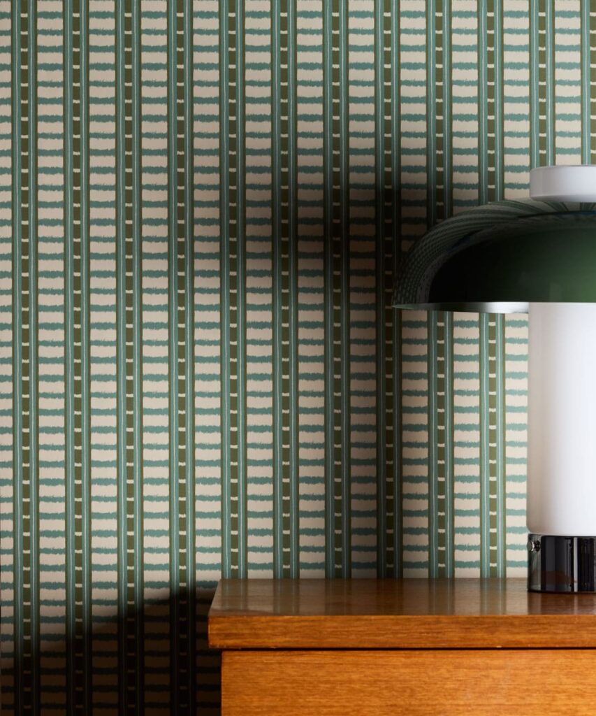 Reed Wallpaper - Colorway: Teal - Petite Prints - Stripes Collection - Insitu