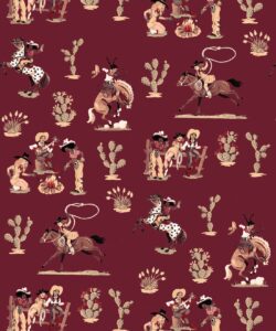 Cliftonville Cowgirls Wallpaper - Colorway: Bandana - Poodle & Blonde Collection - Swatch