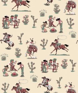 Cliftonville Cowgirls Wallpaper - Colorway: Lasso - Poodle & Blonde Collection - Swatch