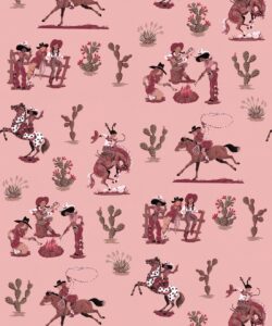 Cliftonville Cowgirls Wallpaper - Colorway: Motel - Poodle & Blonde Collection - Swatch