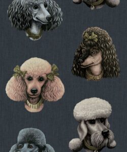 Poodle Parlour Wallpaper - Colorway: Midnight - Poodle & Blonde Collection - Swatch