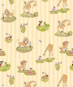 Story Time Wallpaper - Colorway: Daisy Stripe - Poodle & Blonde Collection - Swatch