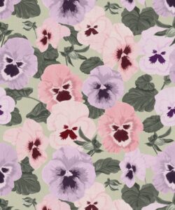 Big Pansy Wallpaper - Colorway: Pistachio - Poodle & Blonde Collection - Swatch