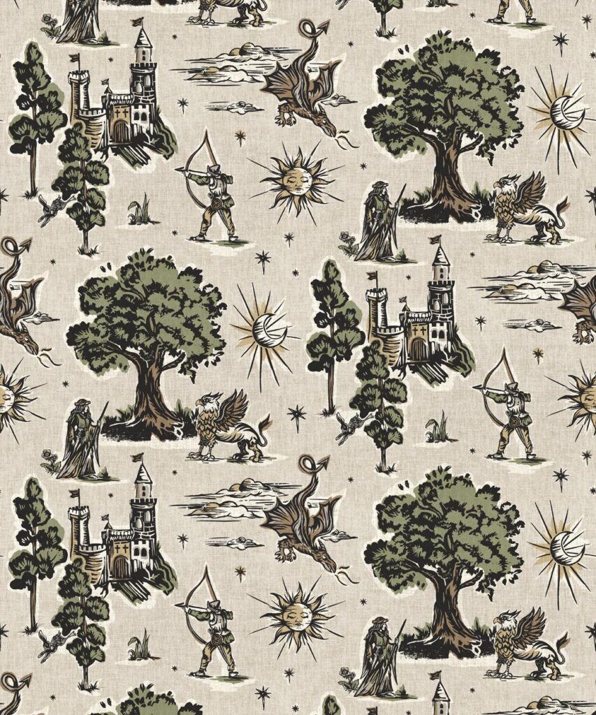 Realm Wallpaper- Colorway: Sage - Fable Collection by M&K Studios - Swatch