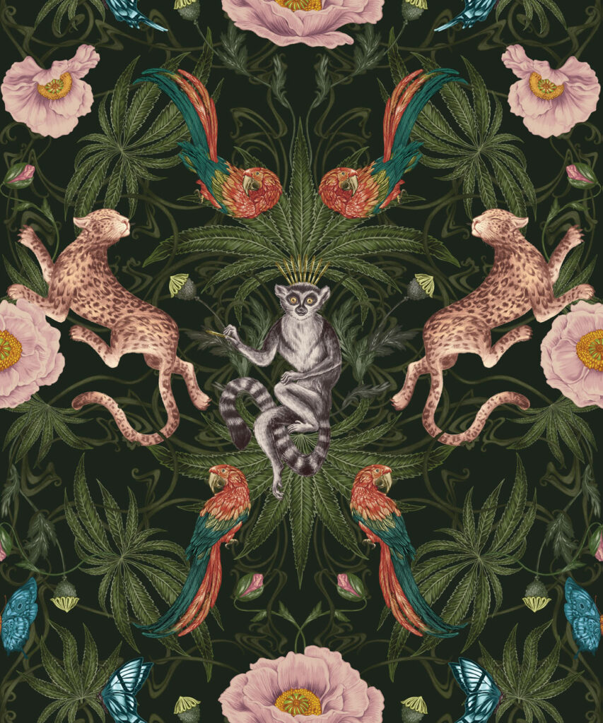 Magic Garden Collection by Kingdom Home - Green Magic Wallpaper - Colourway: Velvet High- Swatch